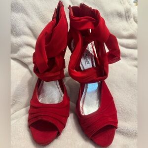 Anne Michelle Red Wrap Heels